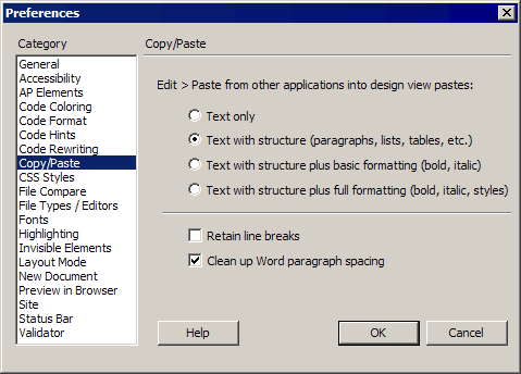 Preferences dialog box