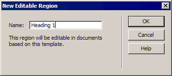 New Editable Region dialog box