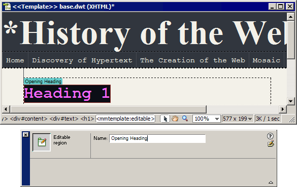 Renaming an editable region