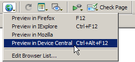 Preview in Device Central