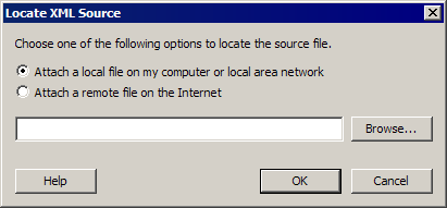 Locate XML Source dialog box