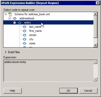 XPath Expression Builder dialog box