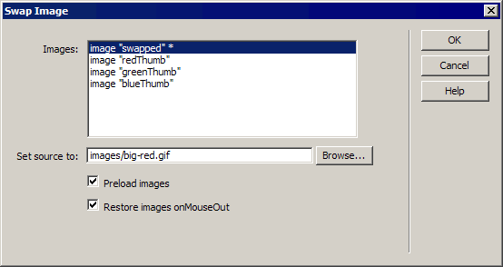 Swap Image dialog box